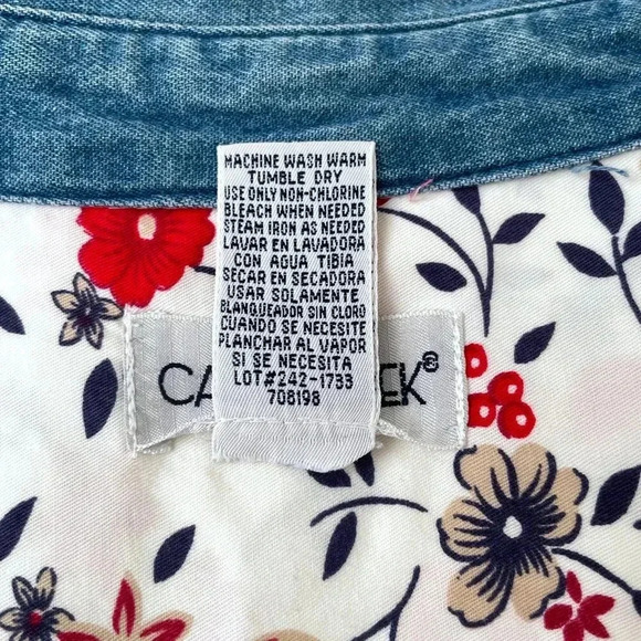 Cabin Creek Floral 100% Cotton Button Down Blouse, Women Size Large 12/14 - Picture 4 of 10